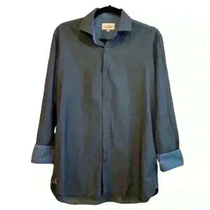 Ted Baker Endurance‎ Shirt Mens 15.5 32/32 Long Sleeve Blue Button Up Flip Cuff